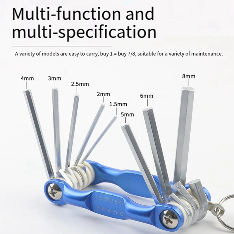 Dobrável Hex Key Box Set, End Wrench Set, bola plana cabeça Spanner, Ferramentas de reparo de mão do carro, fácil instalar, fácil de usar, A