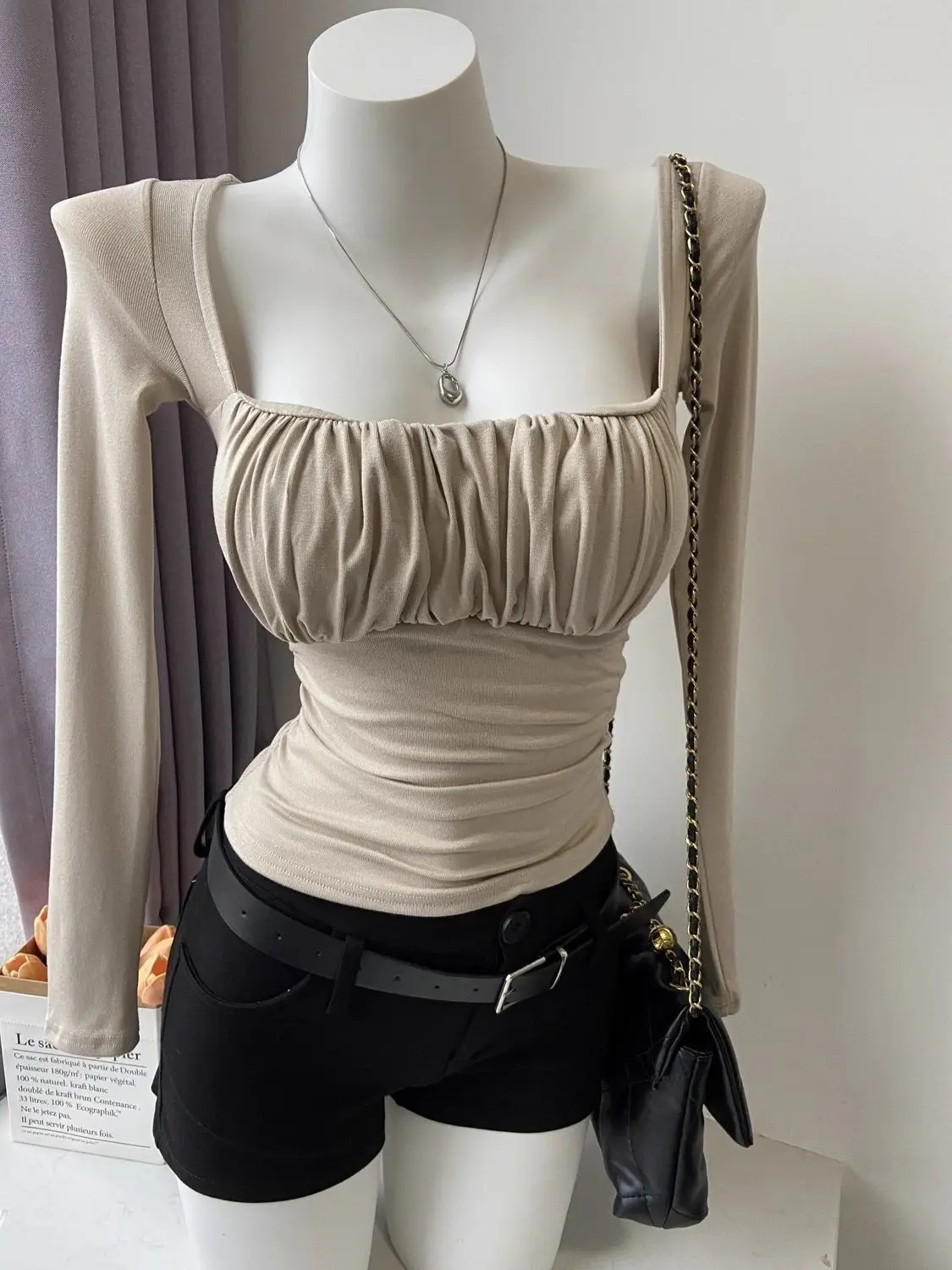 

Женская укороченная футболка в стиле Харадзюку Y2K, гранж, готика, стритвир, панк, с длинным рукавом, облегающая, повседневная, винтажная, в стиле хип-хоп, ретро