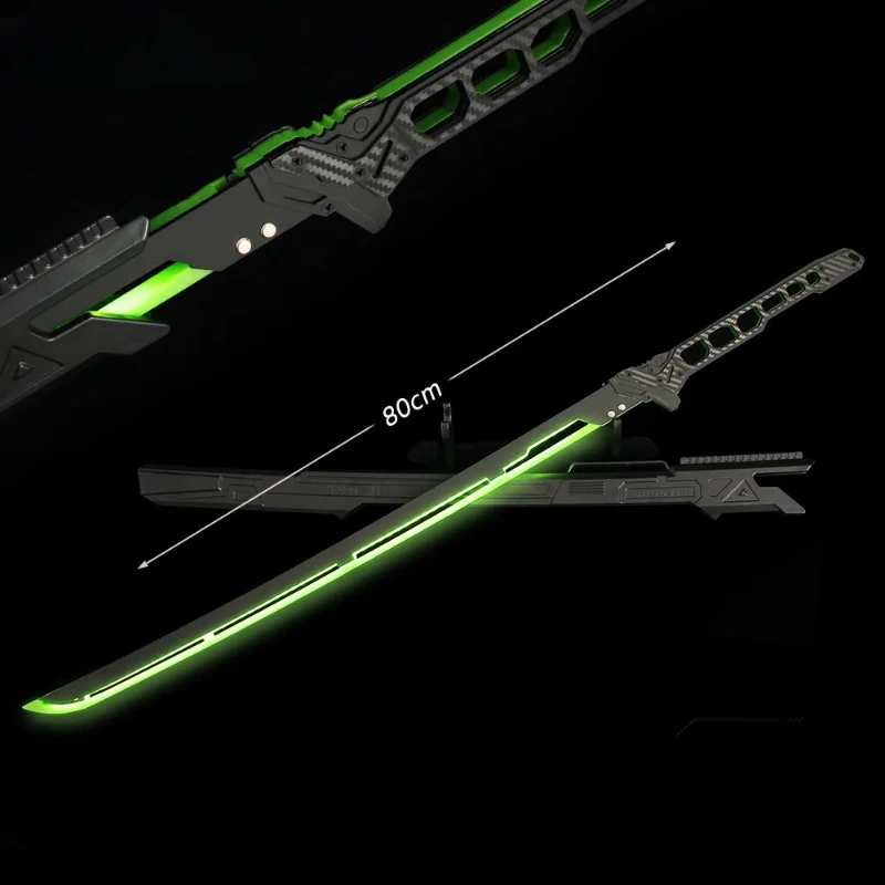 80cm Cyberpunk Game Peripheral Katana Thermal Energy Luminous Knife Acrylic Model Samurai Sword Outdoor Training Props Gift Toy