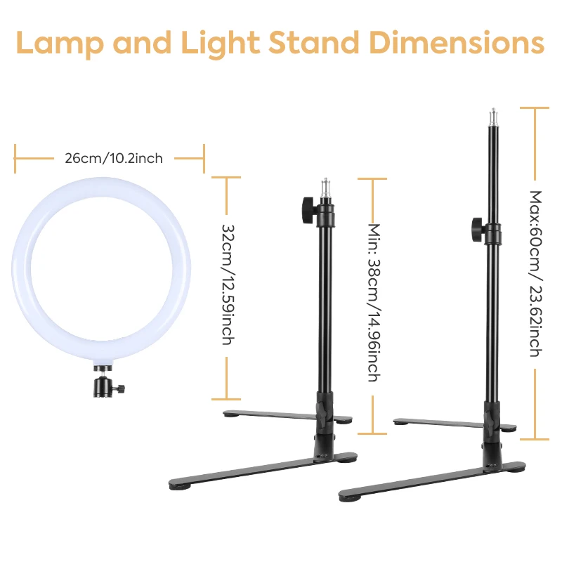 10 polegada usb alimentado anel de luz com suporte de mesa 3000k-6000k luz de preenchimento com suporte de telefone luzes de vídeo reguláveis para o alimento vlog