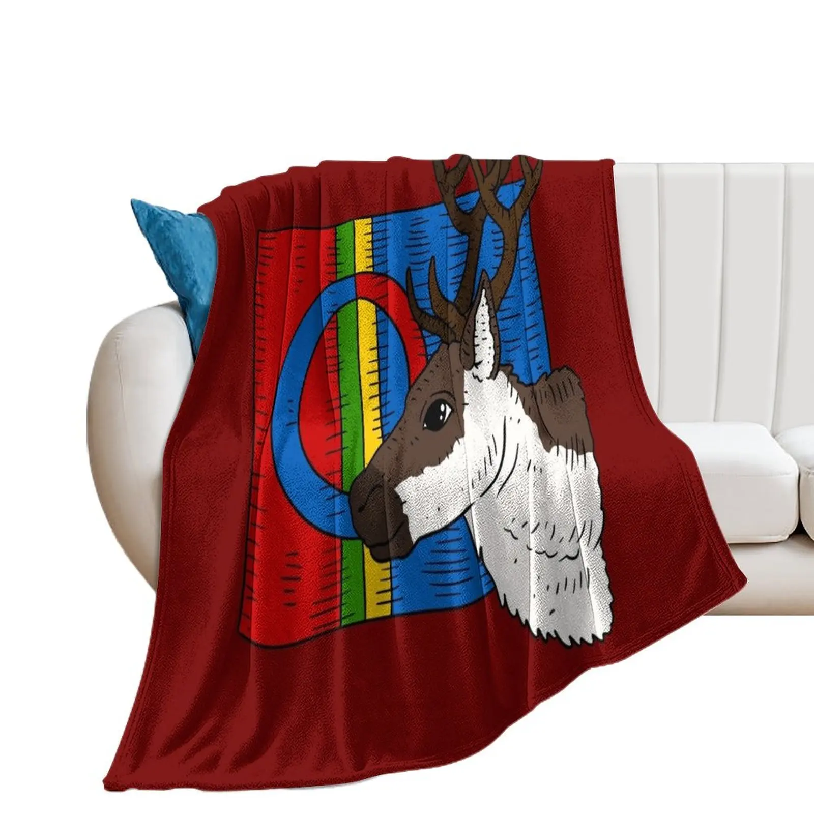 

sami flag and reindeer. Smi people. Throw Blanket Blankets For Baby Hair warm winter Blankets