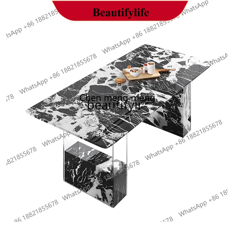 

z183 Suspended dining table marble, black luxury stone rectangular dining table light luxury acrylic wabi sabi wind size apartme