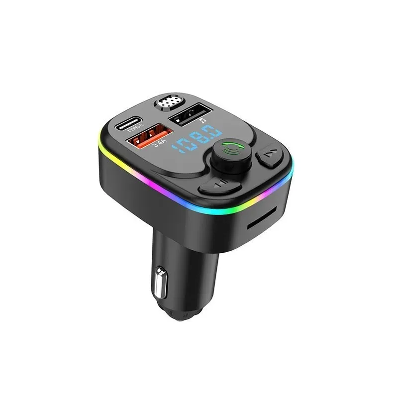 Car Charger Cell Phone Charging Hands Free Wireless Car Kit FM Transmitter Car Bluetooth Dual USB Type 5.3 MP3 Music Player New