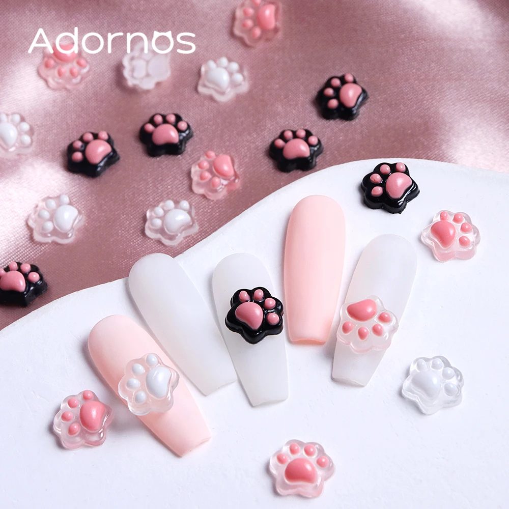 18pcs Kawaii Dog Claw Epoxy Resin Fillers Cute Translucent Cat Paw Resin Rhinestones Decorations DIY Jewelry Making Accessories
