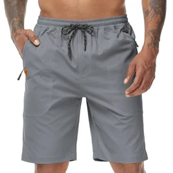 Summer Men's Solid Shorts Casual Drawstring Shorts Jogging Athletic Pants Lightweight High Quality Elastic Waist Cargo Shorts