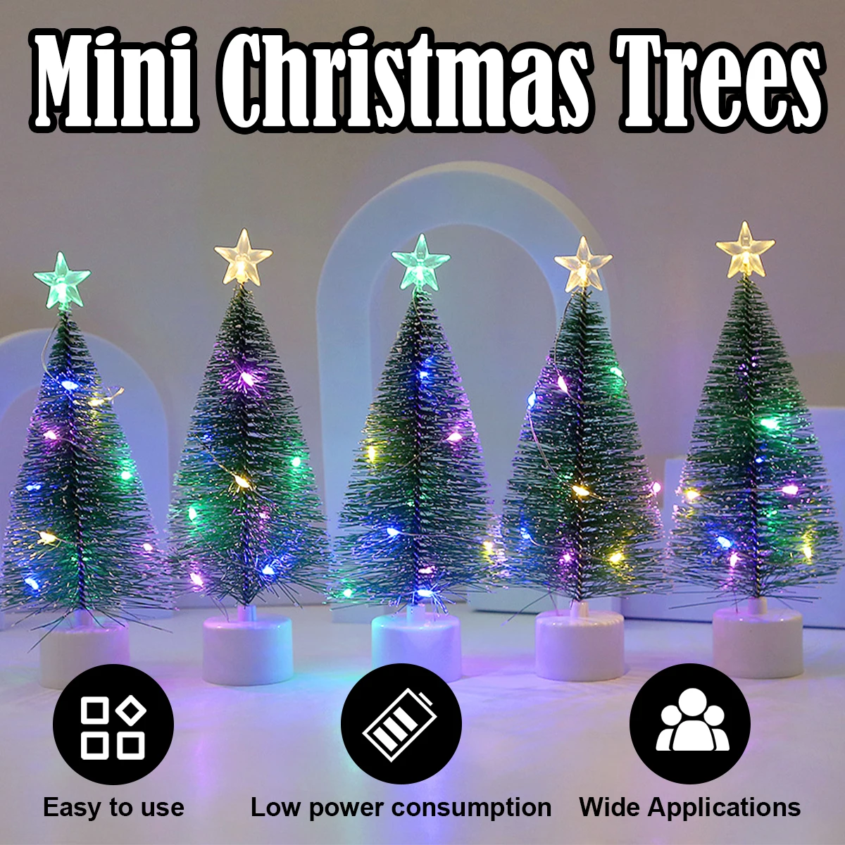 17cm Led Mini Christmas Green Gift Lights Party Winter Decorations Home Trees Colorful Desk Tree Luminous Crafting Waterfall Diy