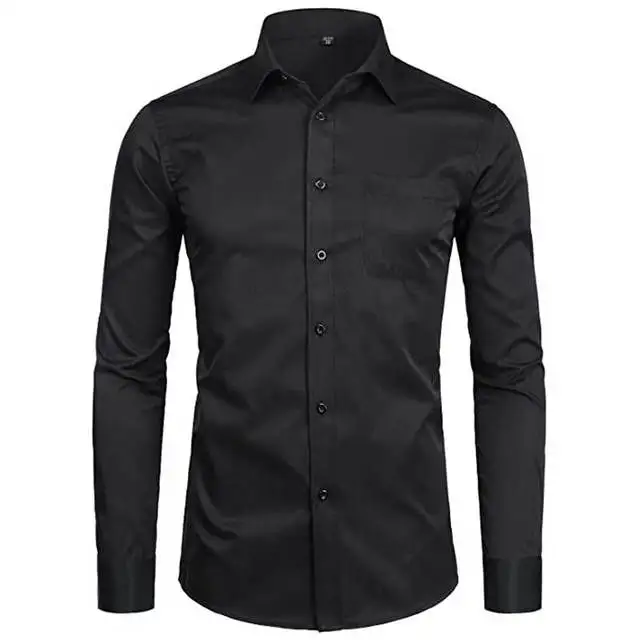 

Men's Sky Blue Slim Fit Dress Shirts Slim Fit Long Sleeve Brand Shirt Men Cotton Top Quality Business Formal Shirt With Pocket