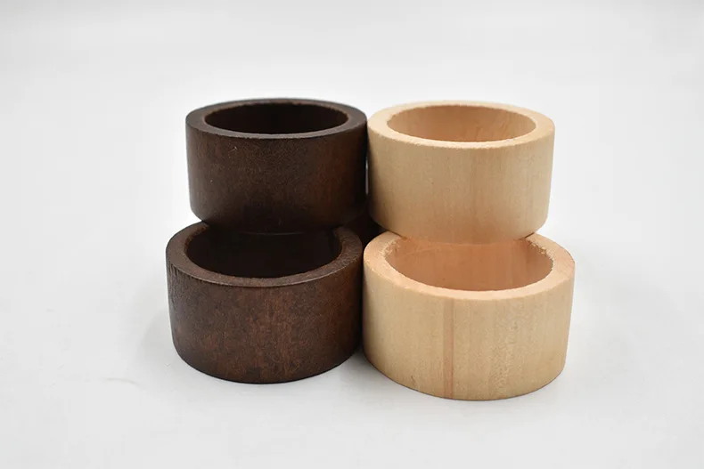 

6 pcs Boho Wooden Round Wood Holders Dinner Table Decor Rustic Buckle Home Wedding Party Natural Style Clasp Farmhouse Serviette