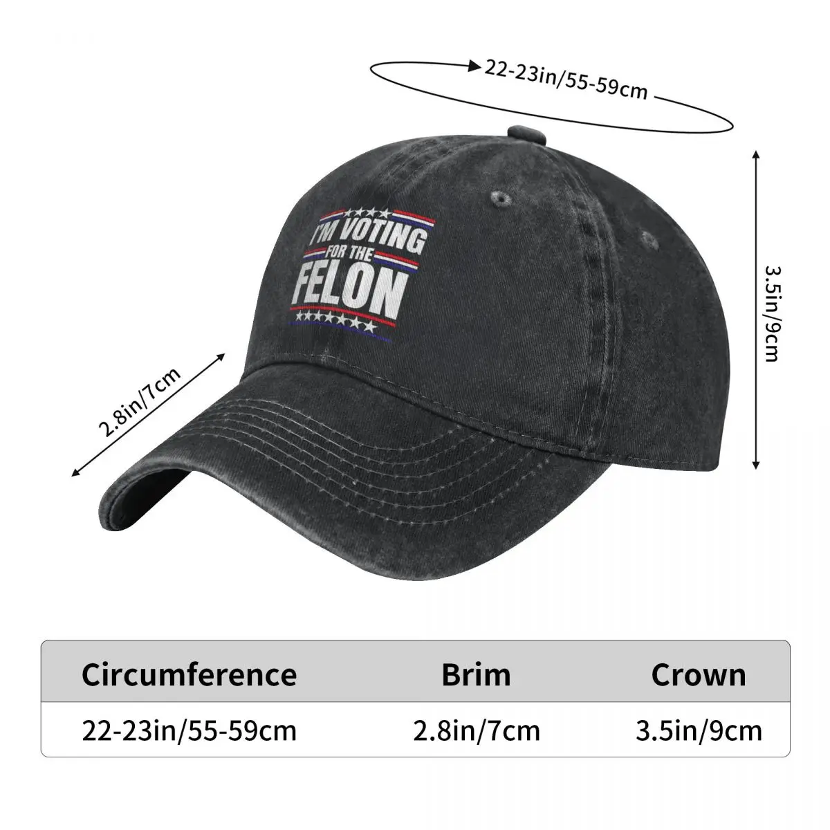 I'm Voting For The Felon Shirt 2024 President Trump Baseball Cap American Flag Running Dad Hats Spring Female Male Snapback Cap