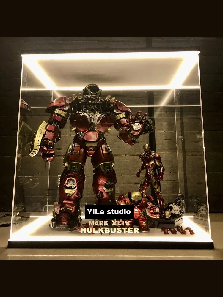 صندوق عرض LED مخصص ، الرجل الحديدي MK44 Hulkbuster USB Power ، ألعاب ساخنة ، شحن في 10-15 يومًا ، أكريليك