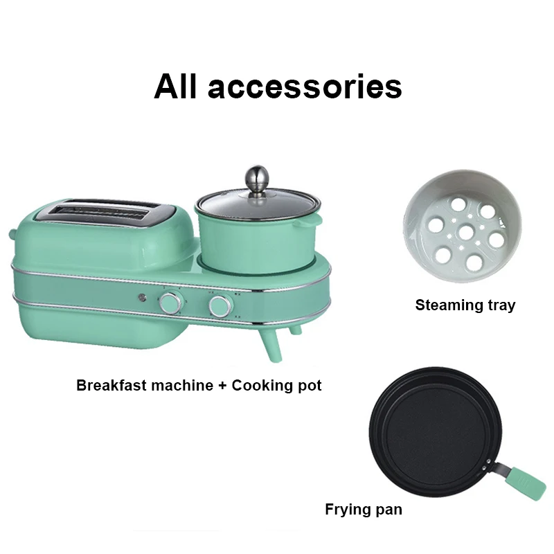 Electric Bread Toaster Oven Breakfast Sandwich Grill Breakfast Machine Eggs Poacher Boiler Food Steamer Frying Pan Noodle Cooker