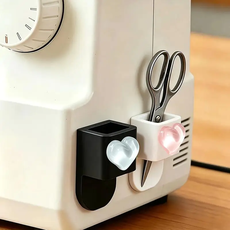 1/2/4Pcs Sewing Machine Scissor With Heart Pattern Storage Box Adhesive Backing Versatile For Storing Scissors, Tweezers