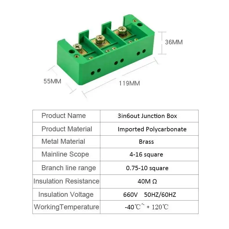 Terminal Block Row Three In Six Out Wire Connection Terminal Box 3 Phase 6 Position Table Line Distribution Box