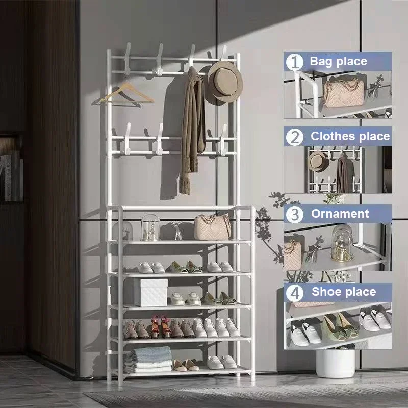 Multi-ayer Shoe Hanger Shoe Organizer Multifunctional Clothes Rack Hat Hanger Coat Rack Storage Shelf Bedroom Bag Storage Rack