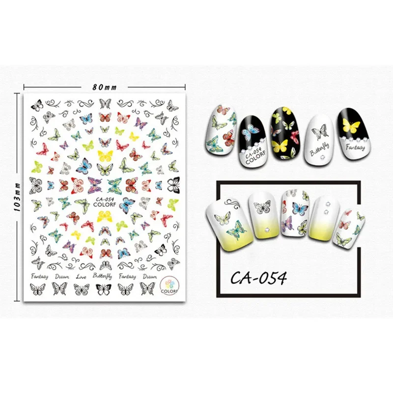 1 قطعة فراشة ذاتية اللصق مسمار ملصقا الليزر الملونة زهرة الحشرات لمسمار الفن الوشم مانيكير المغلفات أدوات الديكور #4