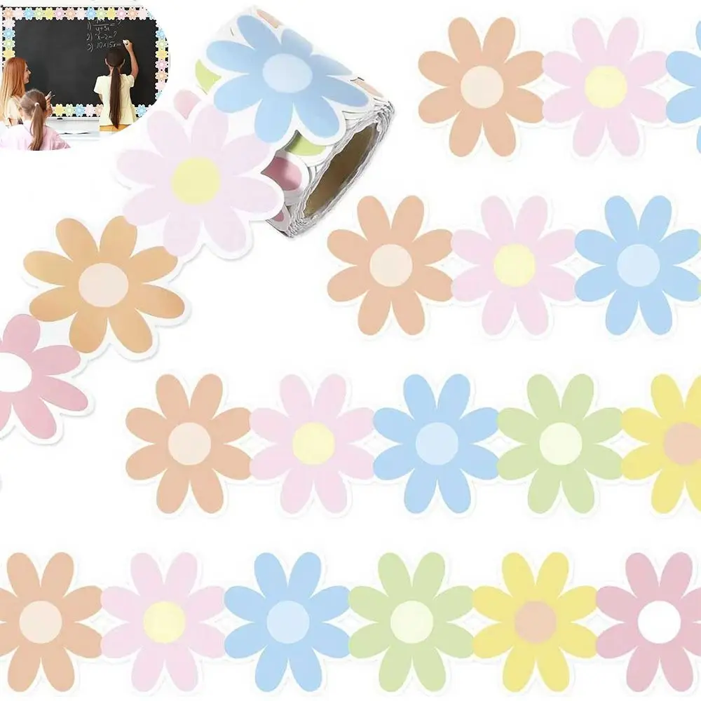 Colored Poster Border Stickers Flower Waterproof Black Board Decorative Stickers DIY Wall Decoration