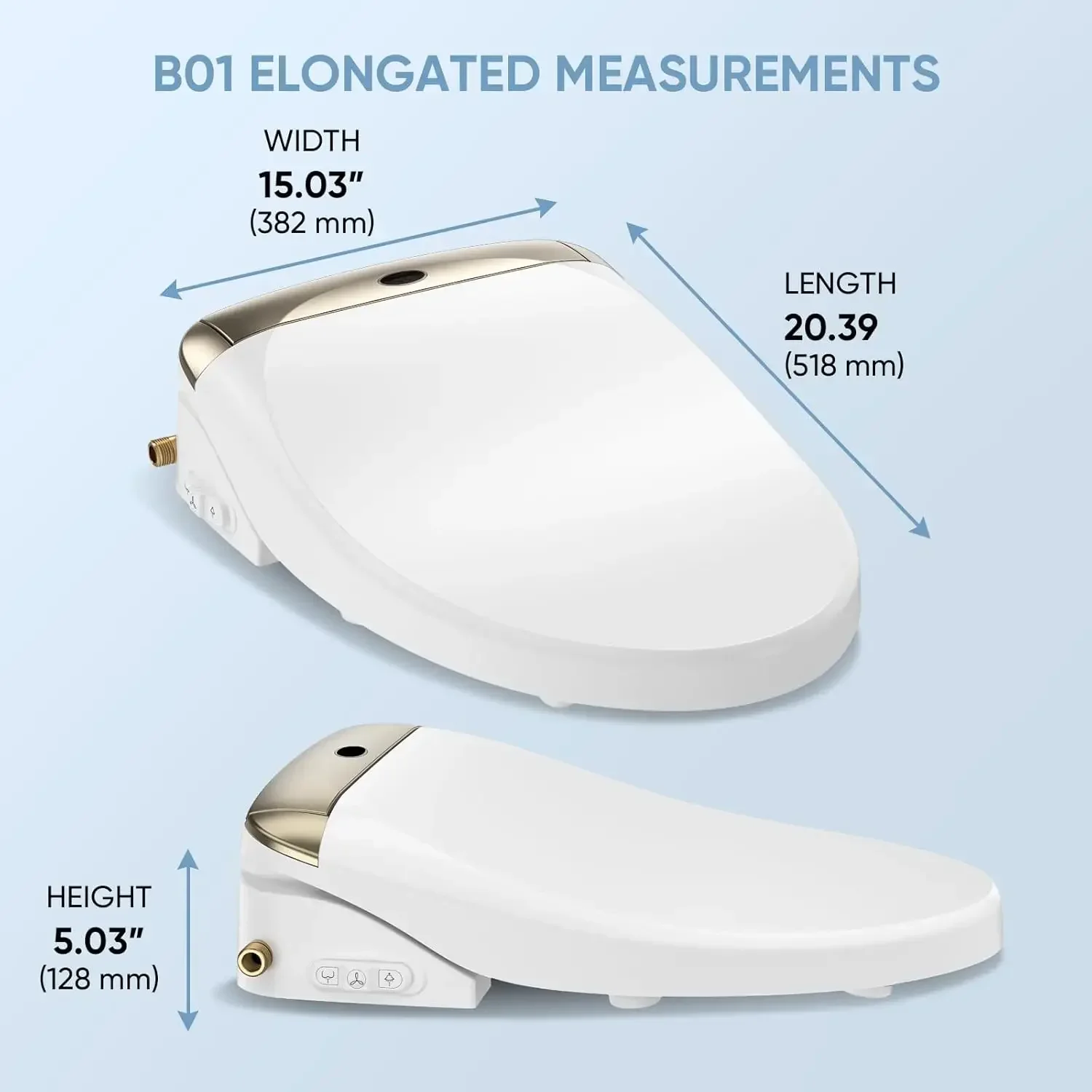 LEIVI Smart Bidet Toilet Seat with Wireless Remote and Side Panel, Multiple Spray Modes, Adjustable Heated Seat, Warm Water