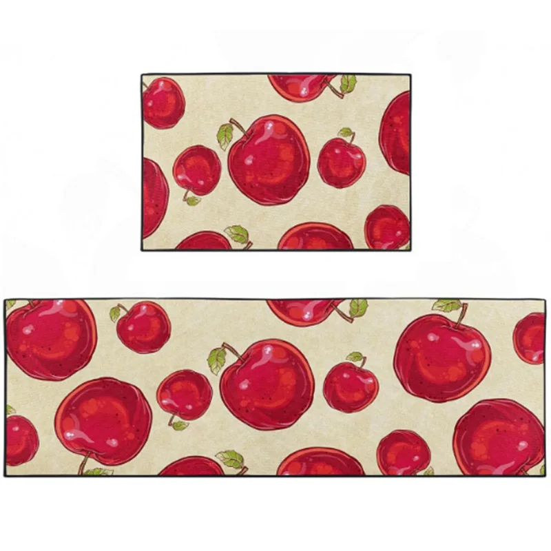 VIKAMA Four-Leaf Clover Spring Kitchen Rug Laundry Room Dining Room Bedroom Living Room Easy-To-Clean Linen Carpet Home Decor