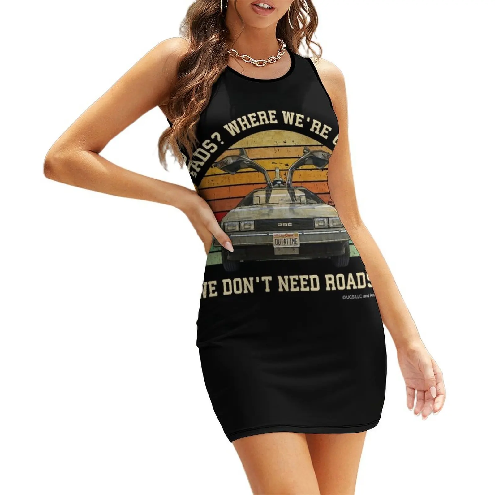 

Back to the Future- Roads where we're going we don't need road Sleeveless Sundress Female dress Party dresses