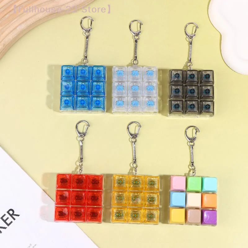 【MAX-22】9 Keys Finger Keyboard Caps Relief Stress Toy Button Keycap Keychain Mechanical Keyboard Button Stress Relief Toys