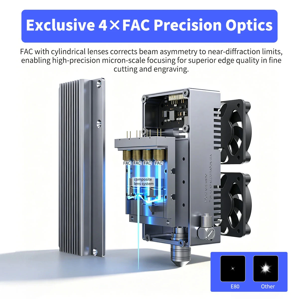 2026 NEJE E80  High Power Laser Module with Air Assist Metal Nozzle TTL Laser Head for CNC Engraving Cutting Machine DIY