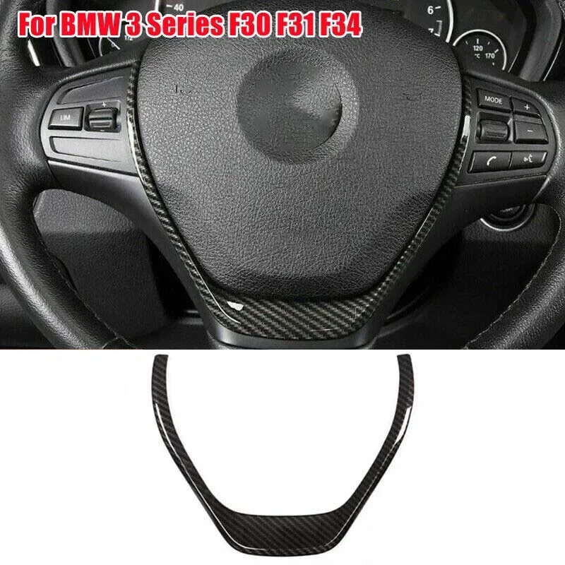 ABS Carbon-Faser Auto-Lenkradabdeckung Zierleiste Aufkleber für BMW 3er Serie F30 F32 F34 2013-2019 Innenausstattung