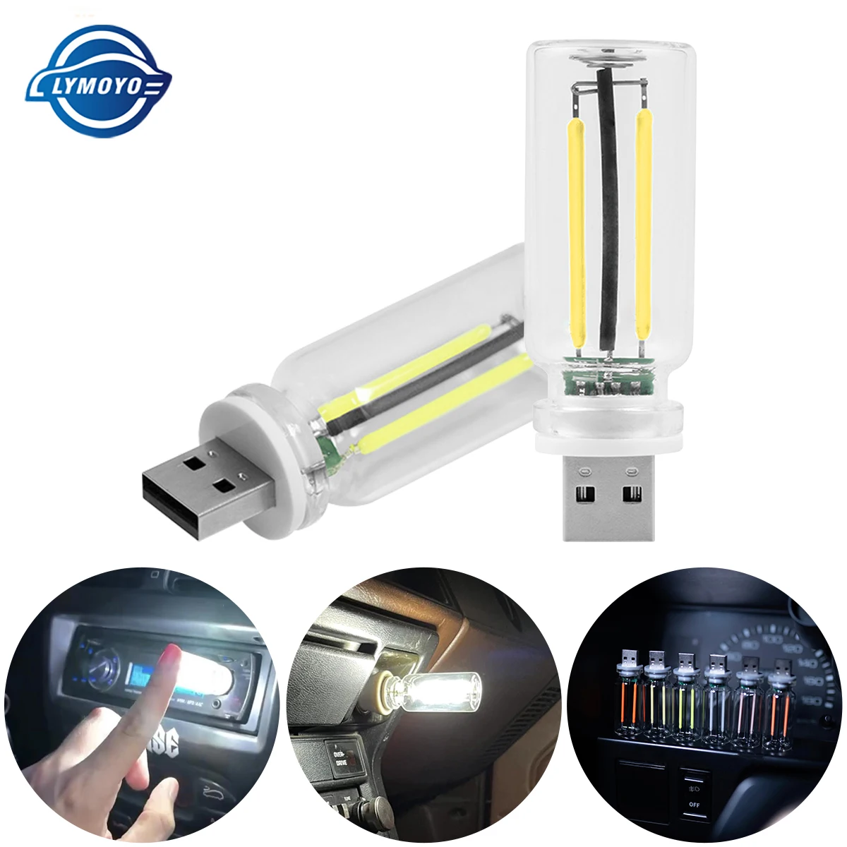 

2PCS Car 5V USB Night Light Touch Control Glass Bottle USB Night Light Decorative Atmosphere Lamps Car Interior Accessories