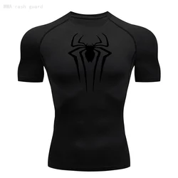 The New Short Sleeve Men's T-Shirt Summer Breathable Quick Dry Sports Top Bodybuilding Track suit Compression Shirt Fitness Men