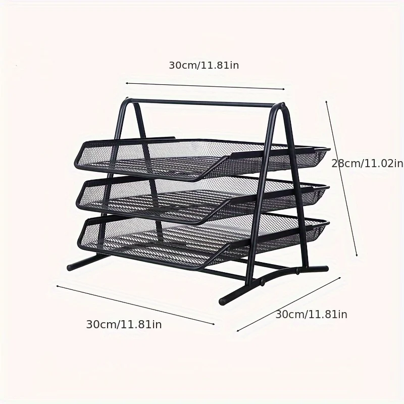 

"Premium Quality" Elegant Metal Desk Organizer - 3-Tier File Tray & Stationery Holder For Office Efficiency