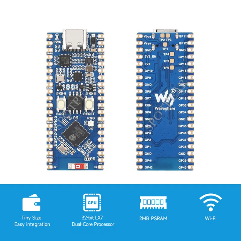 ESP32-S3 Development Board Wi-Fi Bluetooth Port&Size Compatible With Raspberry Pi Pico