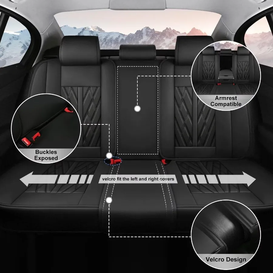 مجموعة كاملة 5 مقاعد أغطية مقاعد السيارات الجلدية المقاومة للماء لسانتا كروز 20222026 حامي وسادة مقعد قابلة للتنفس مع ارتفاع #3