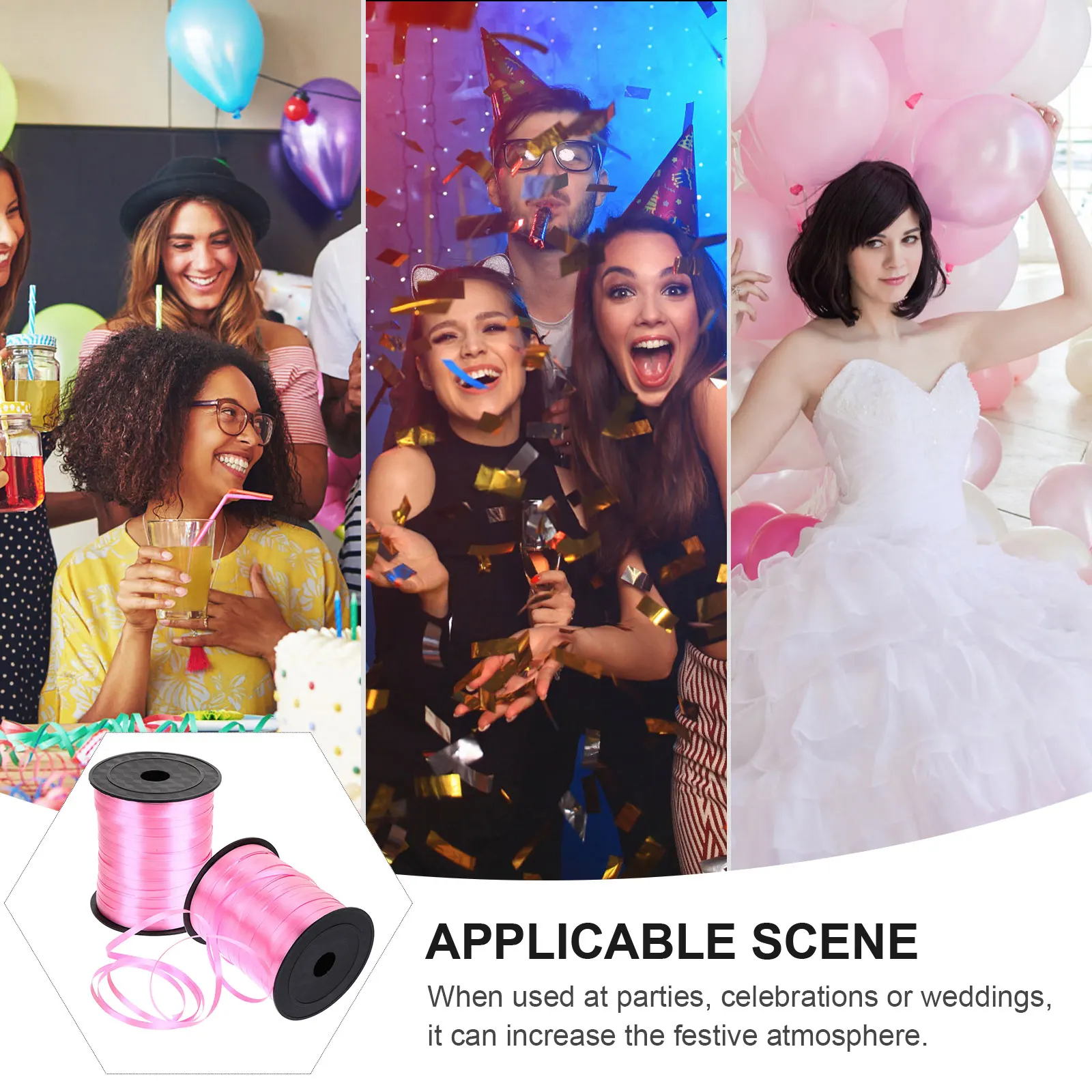 

2pcs 2 Rolls 200M Balloon Ribbons For Gift Wrapping Decorative Craft Ribbon Wedding Party Flower Box Packaging Diy Ribbon