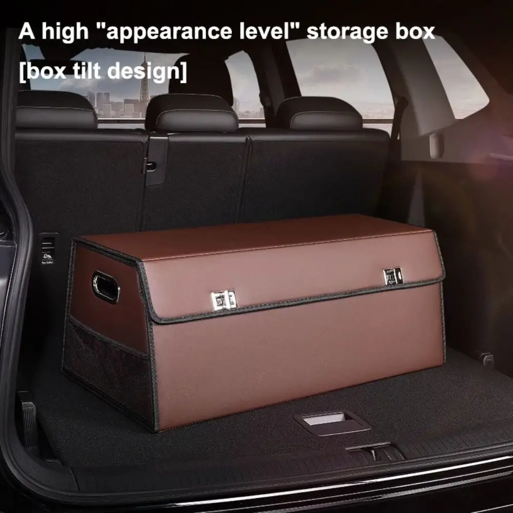 Large Capacity Car Trunk Organizer Box Leather Waterproof Folding Trunk Storage Pockets Crushing Resistance Folding