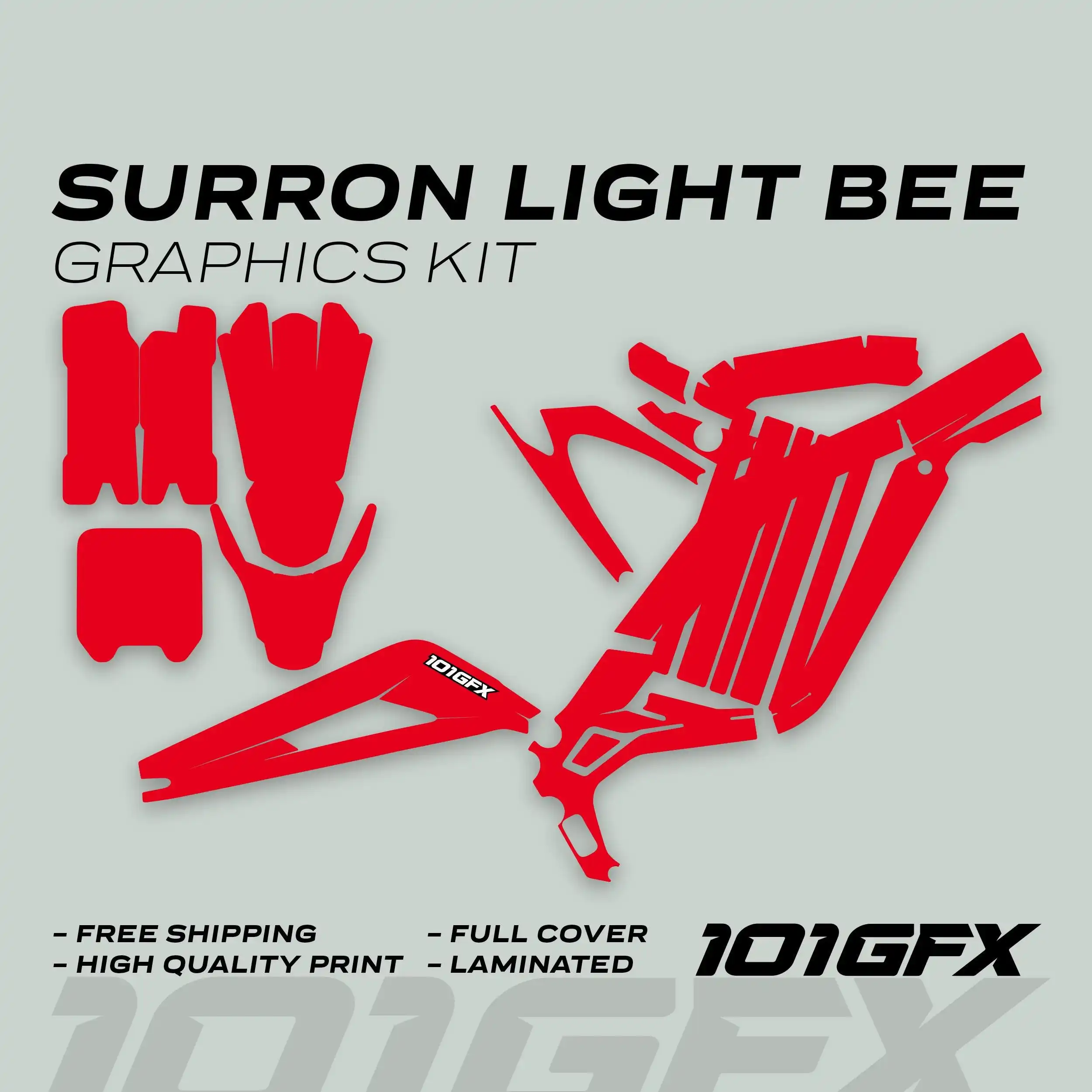 Graphics Kit MONO COLOR RED Stickers Color change laminated Decals single color   lbx l1e Segway x260 For Surron Light Bee X