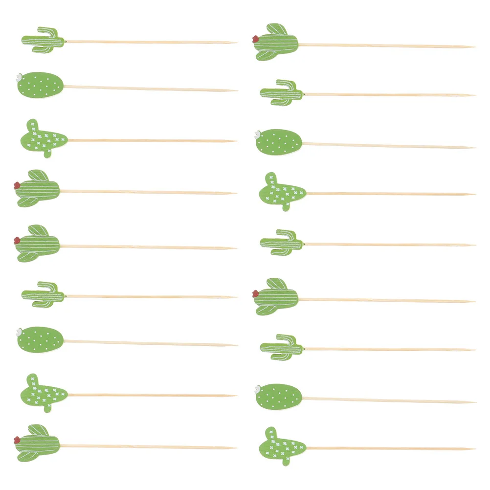 

2Packs Cactus Dessert Picks Bamboo Fruit Skewers Party Cocktail Food Sticks Appetizer Decorative Fruit Toothpicks