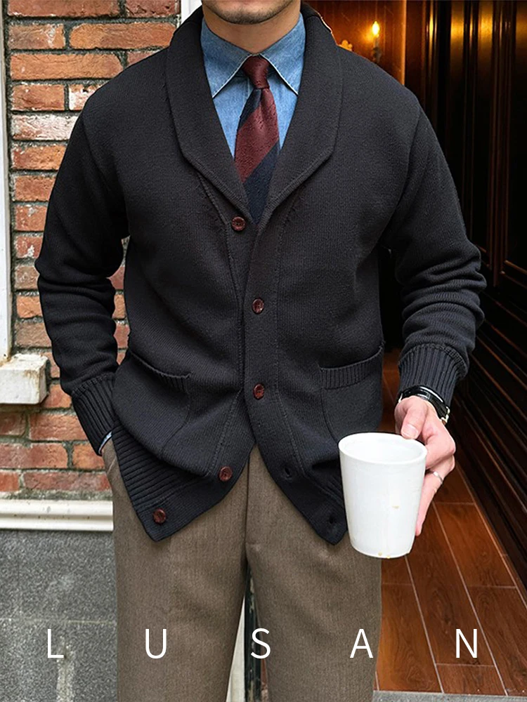 Upscale Retro Autumn and Winter Warm Designer Niche Woven Coat Amekaji Japanese Leisure Cardigan Men