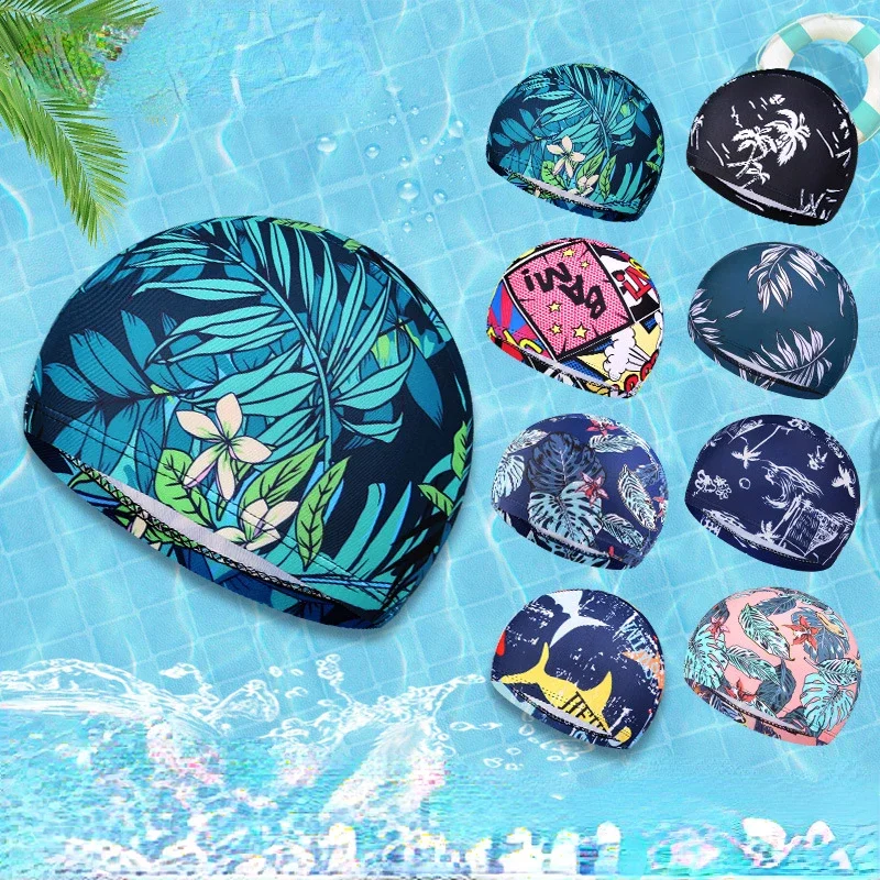 

Camouflage Printed Swimming Cap Quick Drying Breathable Adult Women Pure Color Cloth Cap Swimming Cap Beach Pool Accessories