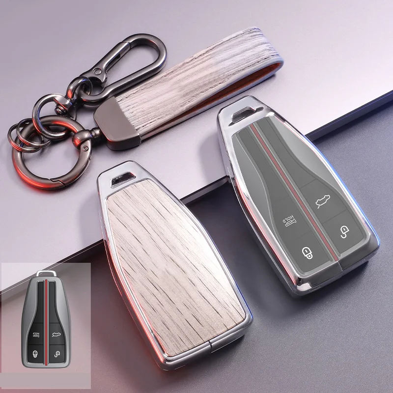 For Hongqi H5 H9 H6 HS7 HS5 HS3 HQ9 EHS9 Aluminum Alloy Metal Car Key Case Shell Sleeve Keychain Keyring Car Key Protector