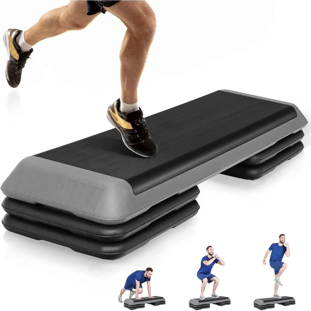 

Adjustable Height Exercise Stepper Bench with 4 Risers for Home Gym Workouts