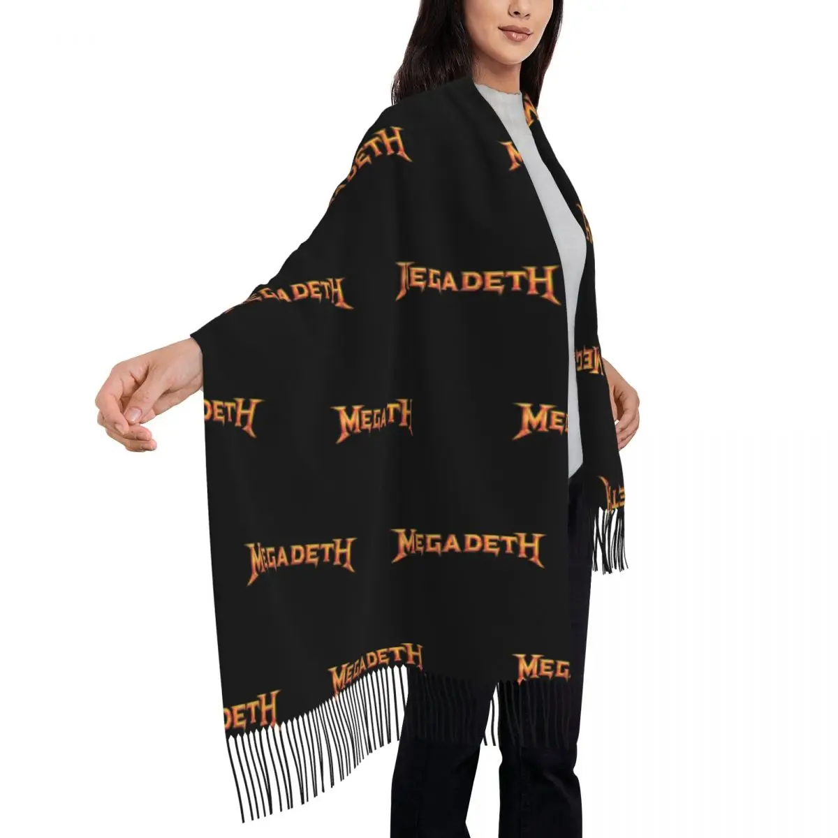 Heavy Metal Rock Roll Music Megadeths stampa sciarpa Wrap per le donne lungo inverno autunno caldo nappa scialle sciarpe Unisex