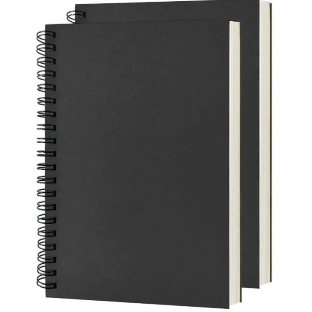 

2Packs Blank Spiral Notebook, Soft Cover, Sketch Book, 100 Pages / 50 Sheets, 7.5 Inch X 5.1 Inch, 100GSM, Notebook Gift