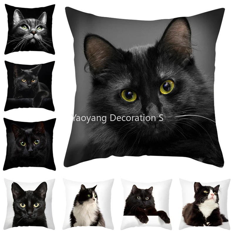 

Kids Cartoon Cat Print Cushion Cover Funny Picture Sofa Pillow Cover For Sofa Decoration Pillowcase