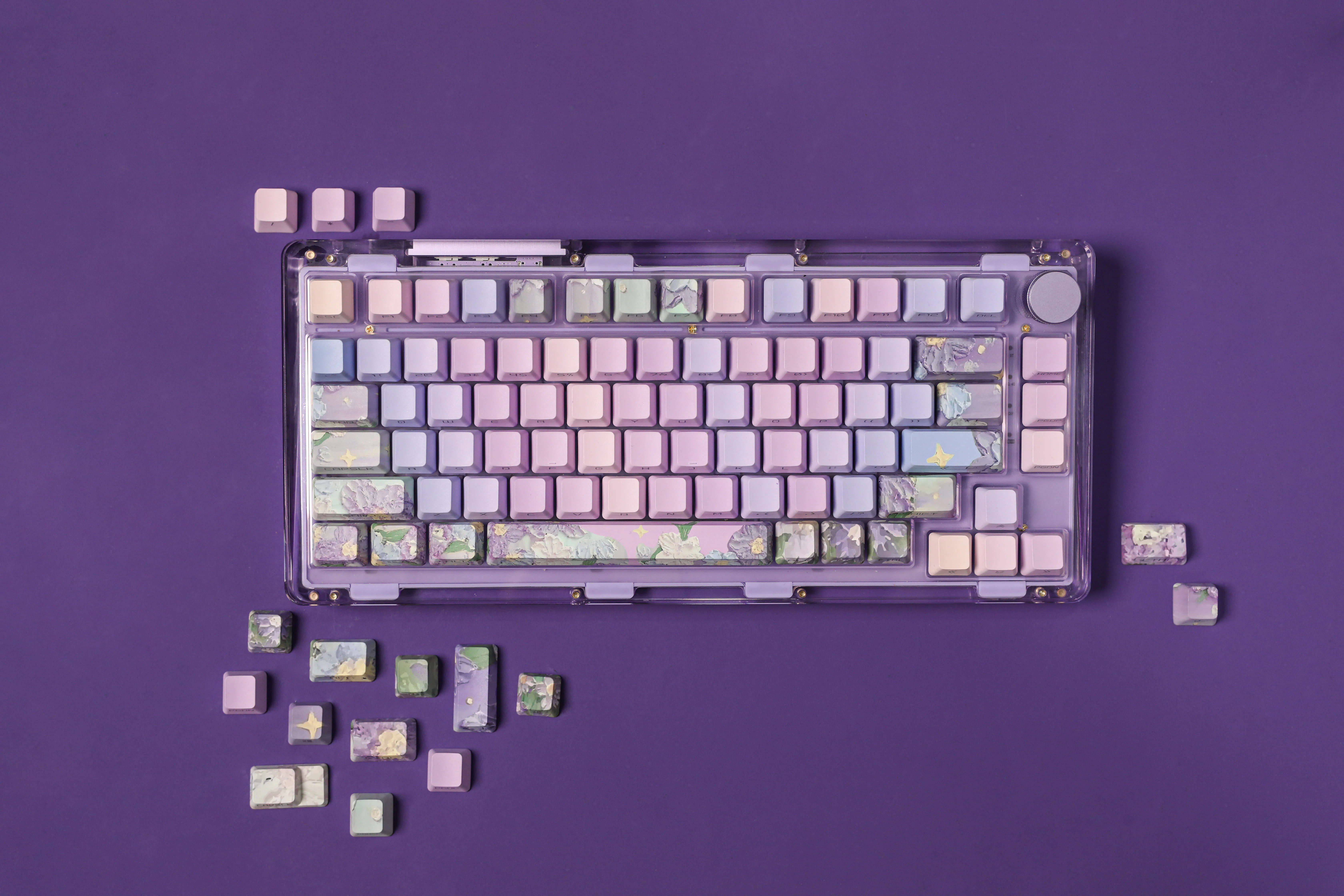 Imagem -05 - Lado Gravado Translúcido Keycaps 137 Teclas Violet Fantasy Keycaps Faça Você Mesmo Teclado Mecânico Pbt Cereia Roxo Roxo Oem