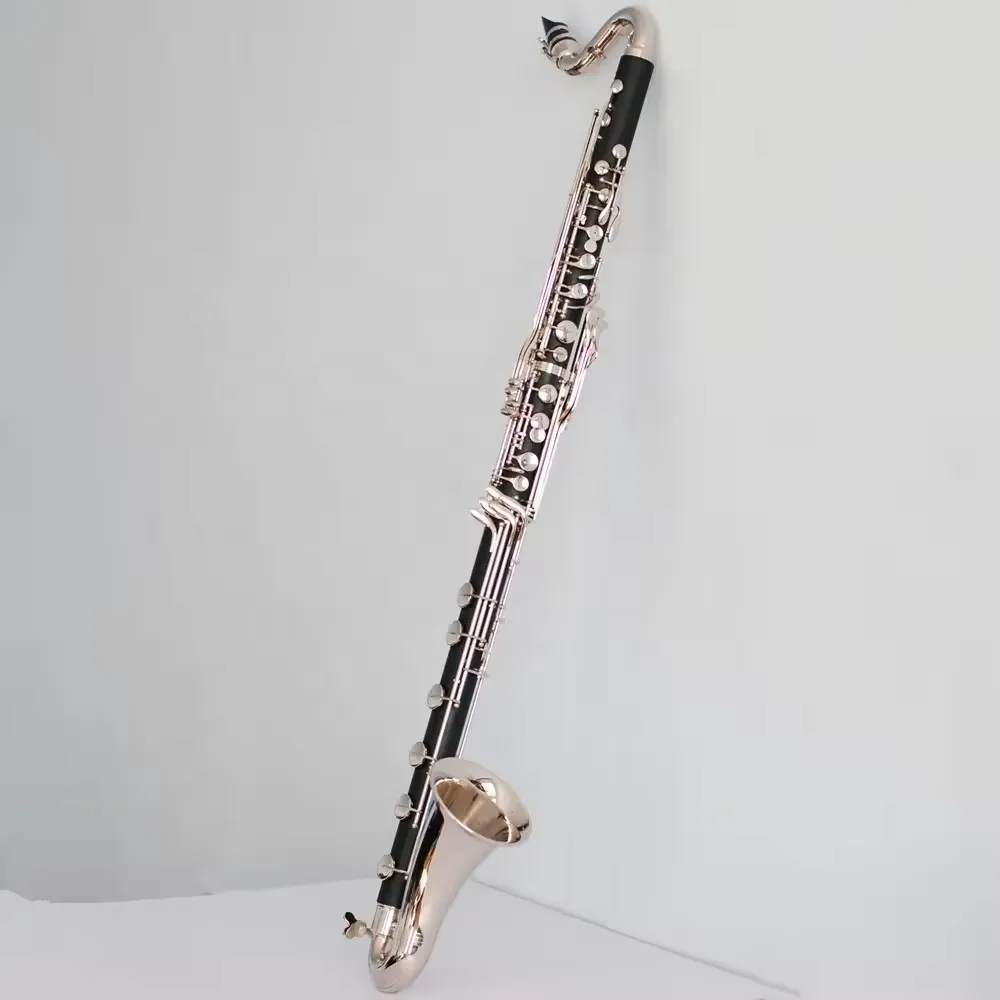 Bb Tone Low‑C Hard Rubber Bass Clarinet 17‑Key Nickel Plated Woodwind Instrument For Band Practice And Stage Performance
