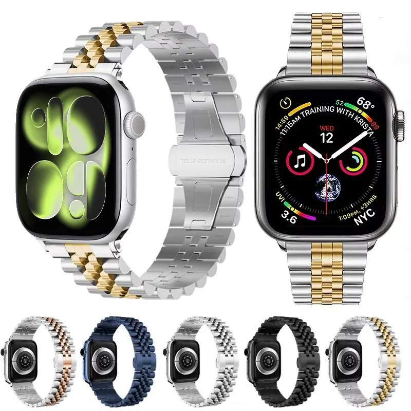 

Металлический ремешок для Apple Watch Ultra 2 49 мм 10 9 8 7 6 5 4 SE, браслет из нержавеющей стали для наручных часов, 45 мм 44 мм 41 мм 40 мм 42 мм 46 мм