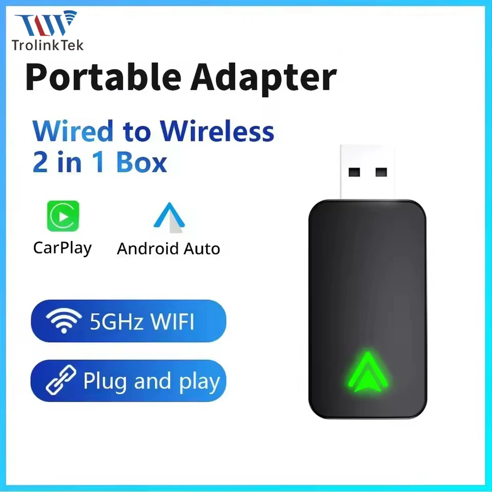 

2-в-1 проводной-беспроводной адаптер CarPlay Android Auto Wireless Dongle Wi-Fi 5,8G Auto Connect Box для автомобиля с проводным CarPlay