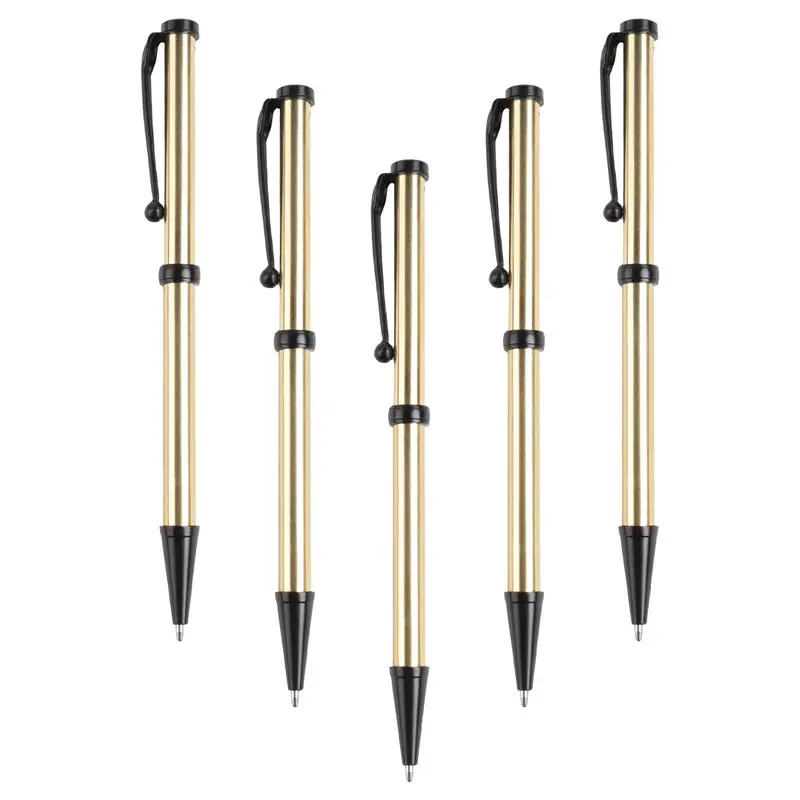 ABVG-Fancy Slimline Woodturning Pen Kit Set X 5- Black Chrome Finish, Twist Mechanism Included