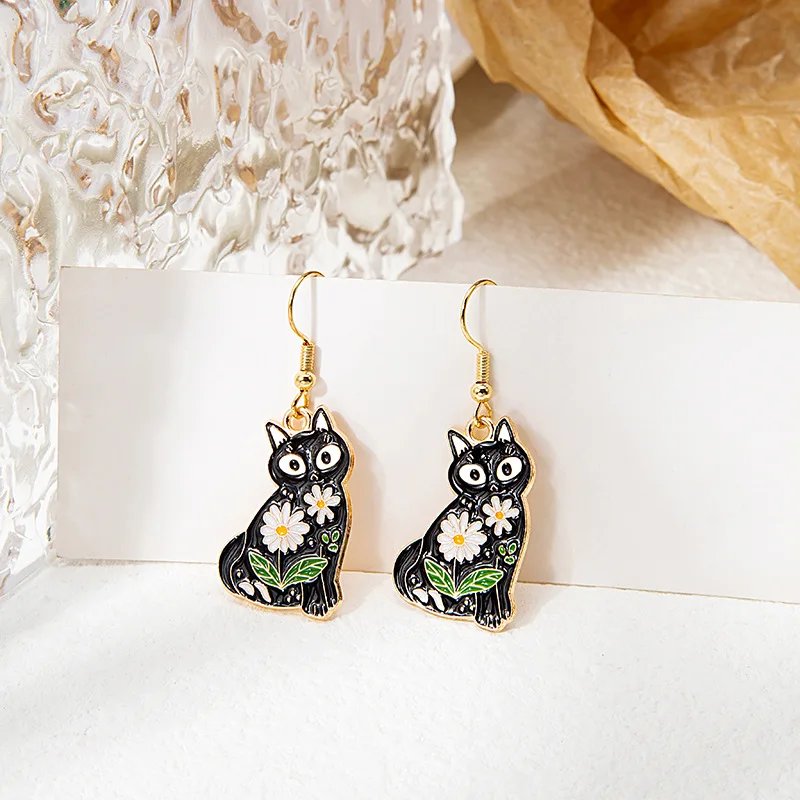 Cute Animal Snake Rabbit Koi Cat Ethnic Earrings For Women Girls Enamel Painted Colorful Delicate Gold Color Earrings Jewelry