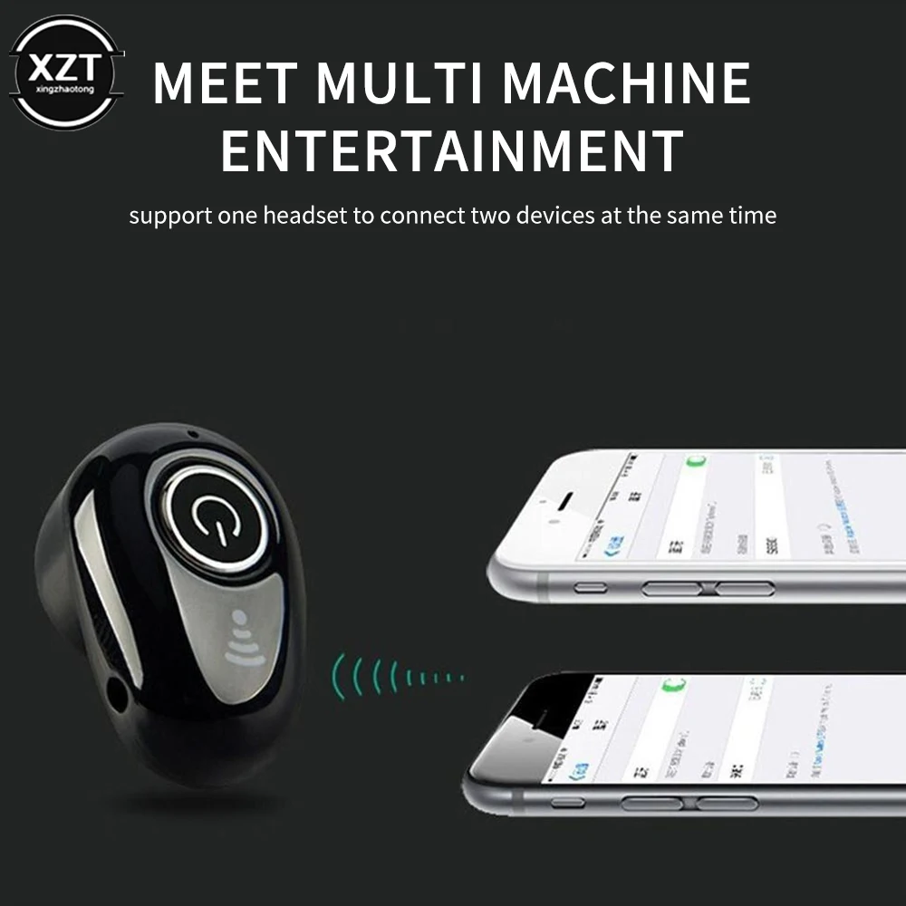 Auricolare Bluetooth senza fili monaurale Mini pulsante nascosto sport Business auricolare per telefono da gioco Bluetooth con microfono OPP Bag