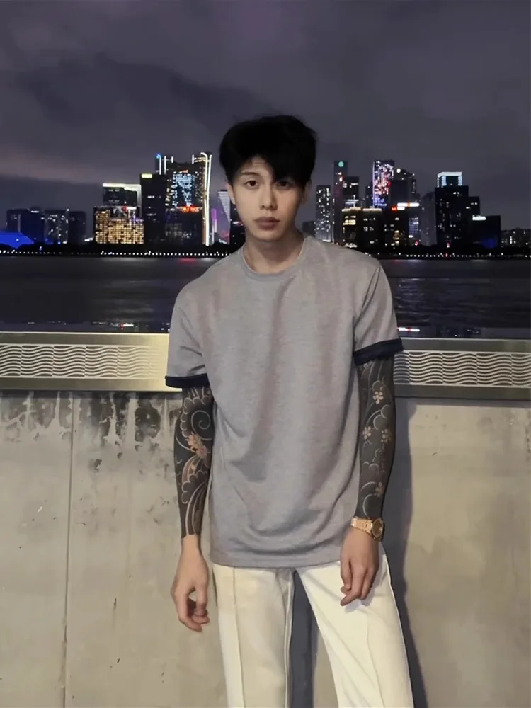 

Легкая повседневная футболка ort Sve, мужская летняя цветная блузка, тяжелый американский спортивный топ для отдыха и отдыха